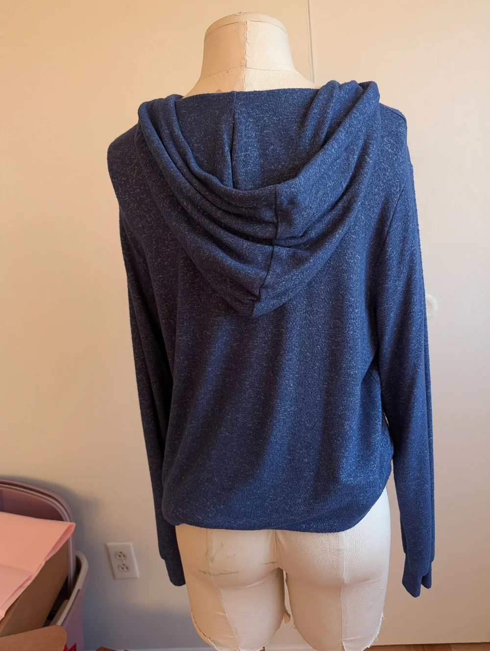 Women’s Blue Lightweight Hooded Pullover Sweatshirt - Picture 2 of 4